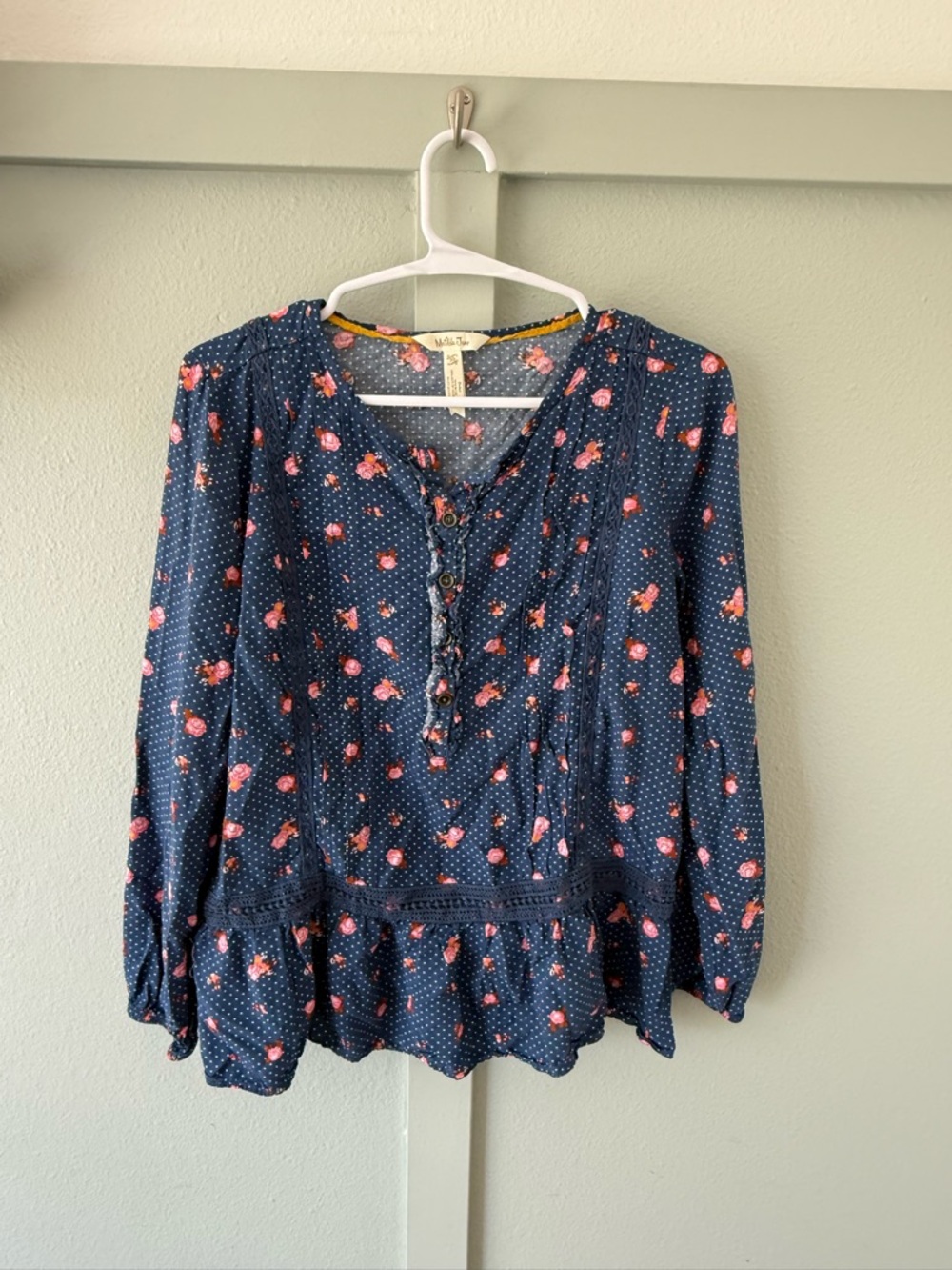 Matilda Jane Navy and Pink Floral Button-Front Blouse